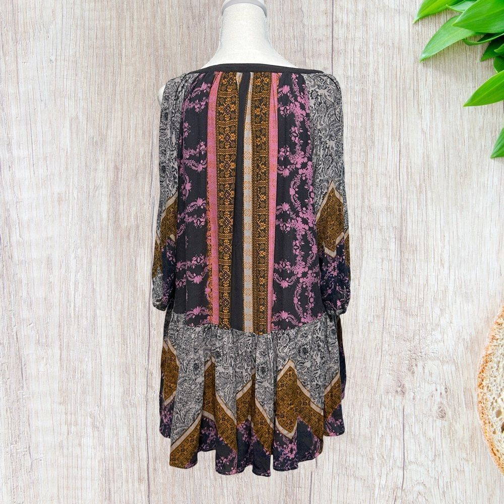 Free People Women's‎ Tunic XS Boho Artsy Lagenlook Colorful Oversized - Picture 5 of 10